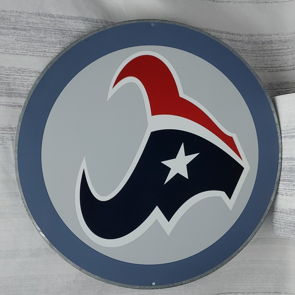 Wall Sign - Distressed Metal Houston Texan Logo 18 inches NFL x Pottery Barn